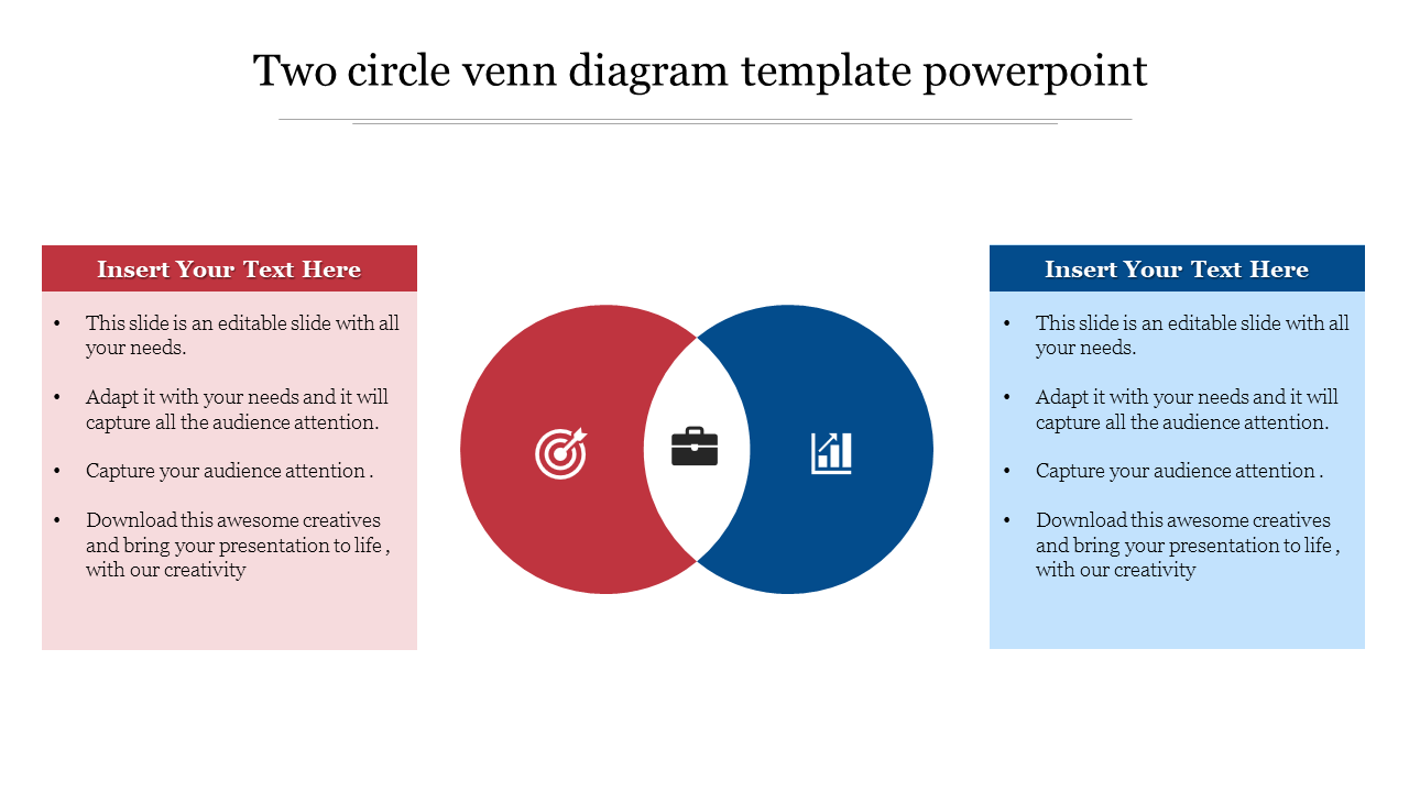 2 Circle Venn Diagram Template PowerPoint Presentation